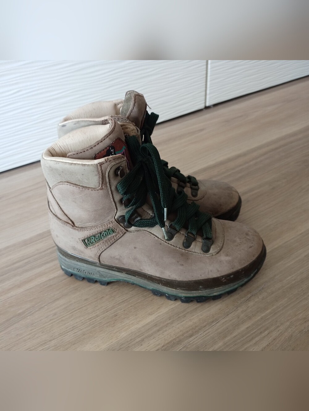 Vintage Raichle Leather Mountain Trail Hiking Boots Men's 5.5 Women's Sz 7